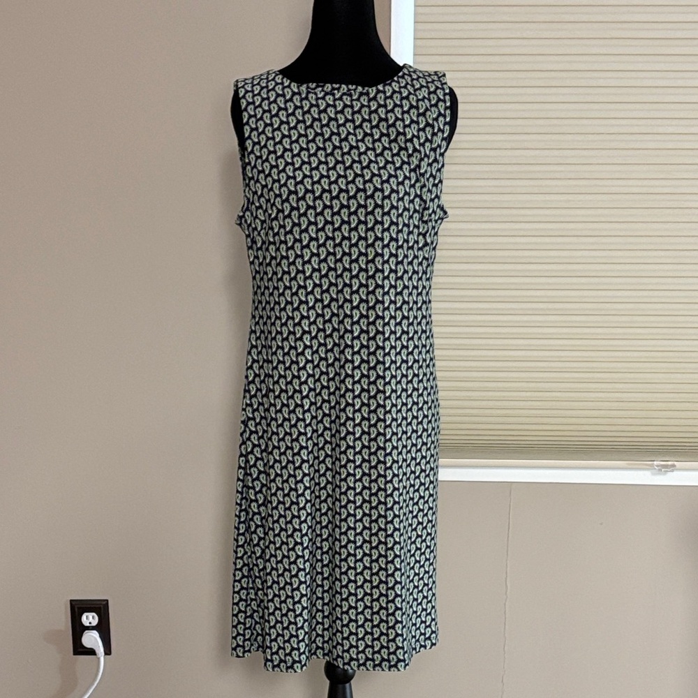 Tommy Hilfiger Navy Blue and Cream Sleeveless Midi Dress